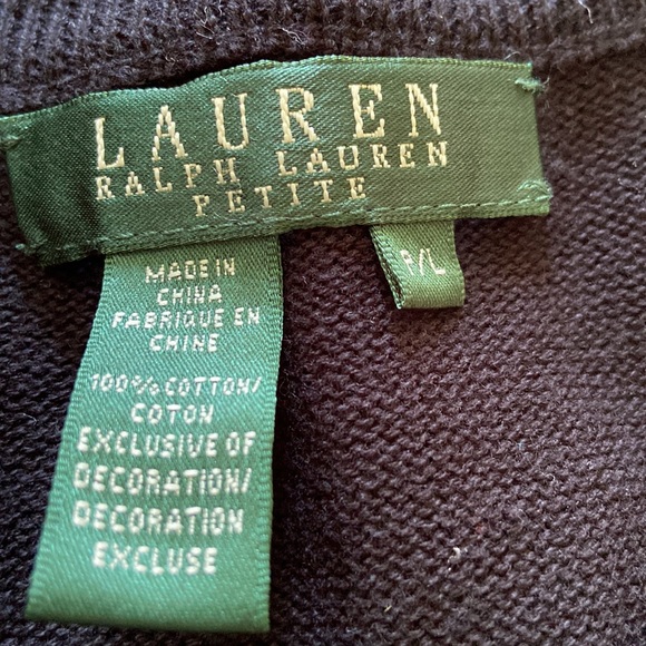 Ralph Lauren LRL Black Short Sleeve Sweater Top Sz PL - Picture 3 of 3